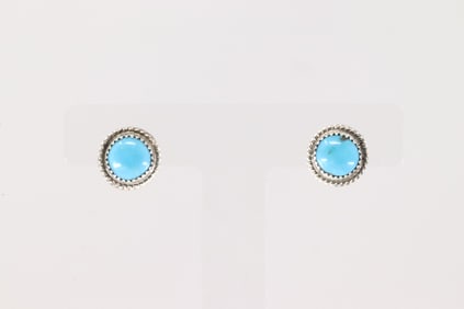 Native America Navajo Sterling Silver Turquoise Post Earring's By Esther White.