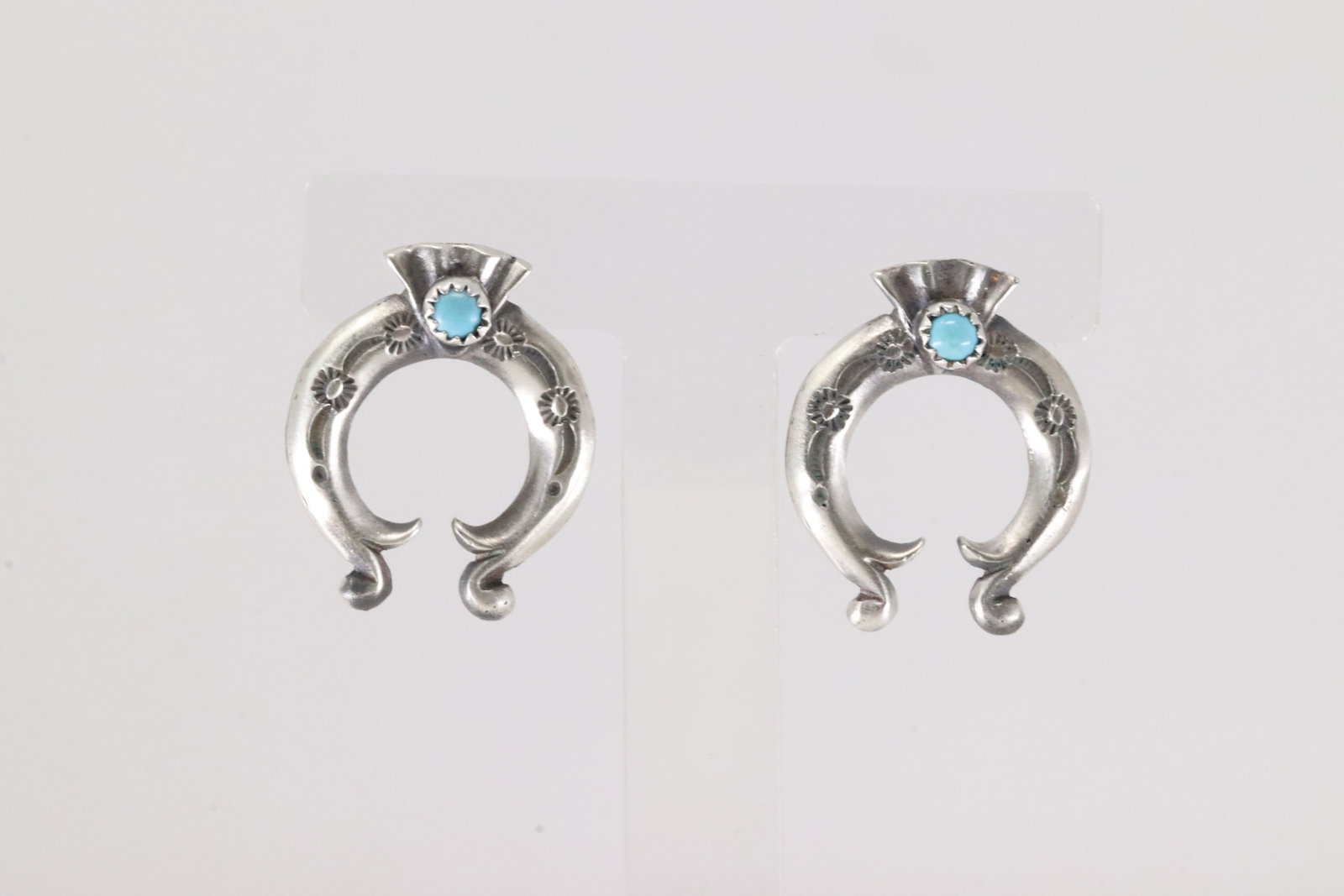 Native America Navajo Sterling Silver Turquoise Naja Post Earring's By Adrienne Gordan.: This is a Native America Navajo Sterling Silver Turquoise Naja Post Earring's By Adrienne Gordan.