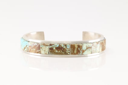 Native America Navajo Sterling Silver Kingman Turquoise Bracelet Cuff By Steve Francisco.