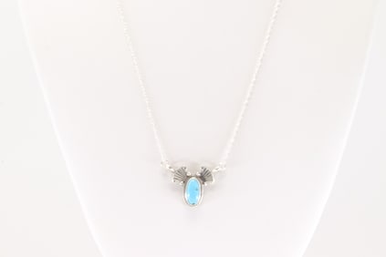 Native America Navajo Sterling Silver Turquoise Necklace By Verley Betone.