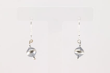 Native America Navajo Sterling Silver Beaded Dangling Earring's By Treva Jim.