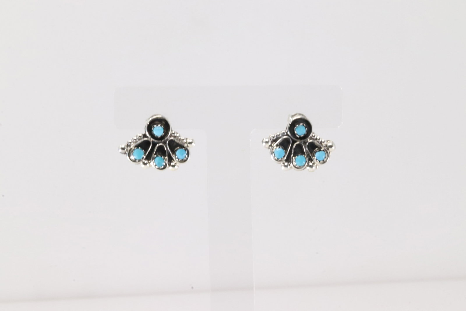 Native America Zuni Sterling Silver Turquoise Post Earring's By Joanne Cheama.: This is a Native America Zuni Sterling Silver Turquoise Post Earring's By Joanne Cheama.
