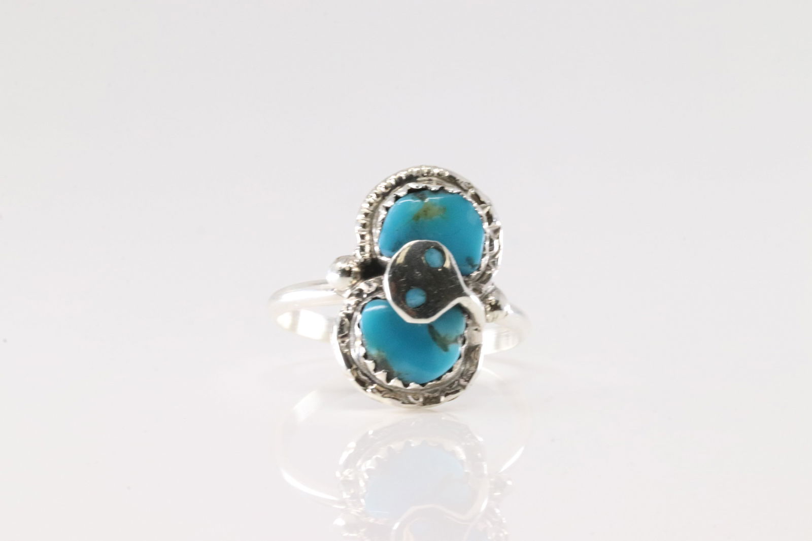 Native America Zuni Sterling Silver Turquoise Ring 2 Stone By Effie C. (1 of 3)