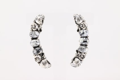 Native America Navajo Sterling Silver White Buffalo Post Earring's By Gwendolyn Burnside.