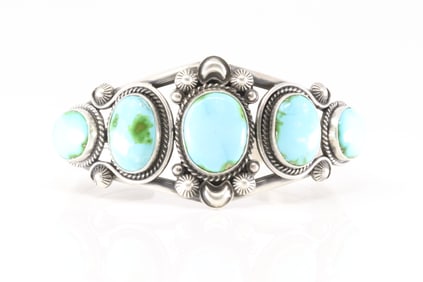 Native America Navajo Sterling Silver Turquoise Necklace By Verley Betone.