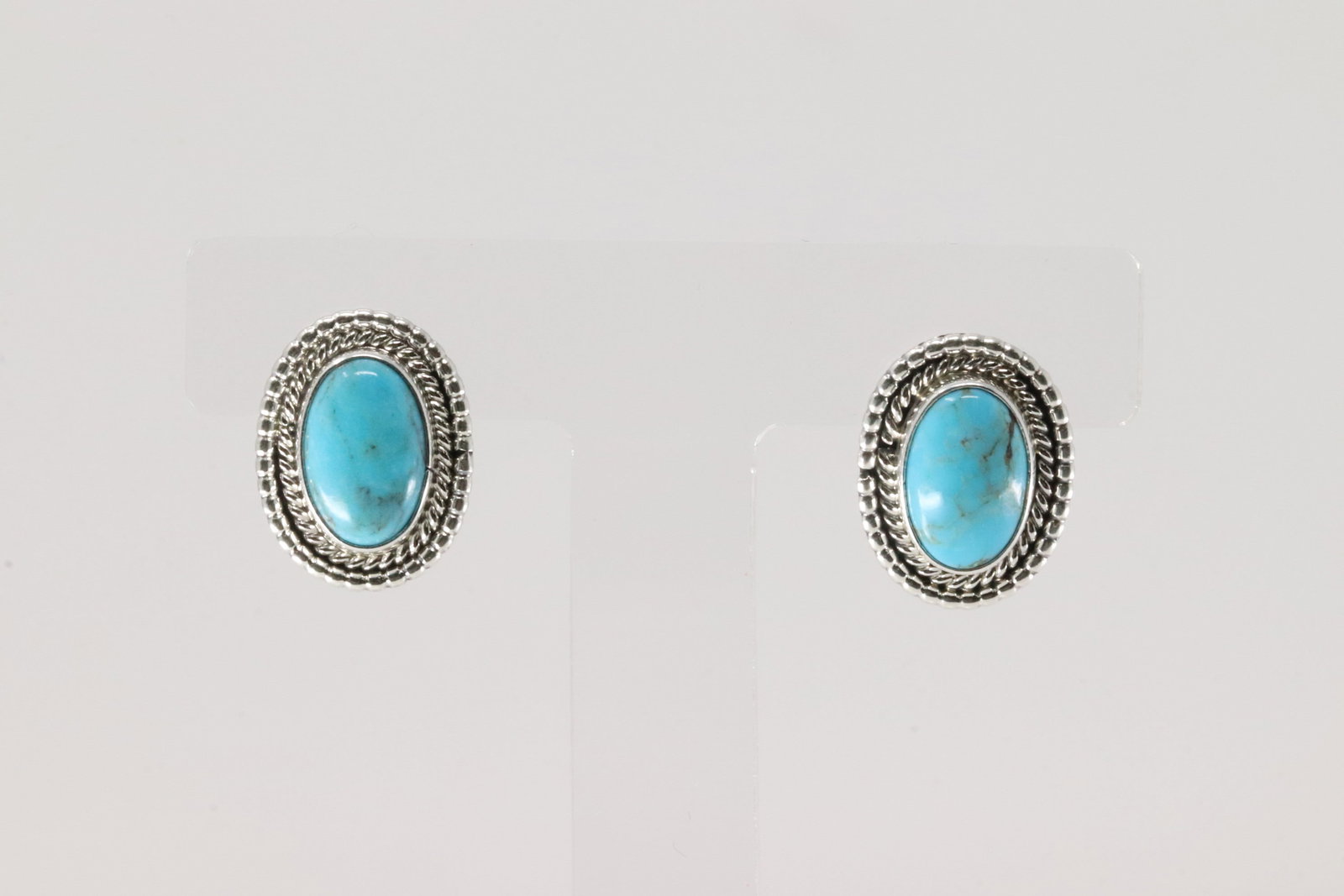 Native America Navajo Sterling Silver Turquoise Post Earring's By Rita Largo.: This is a Native America Navajo Sterling Silver Turquoise Post Earring's By Rita Largo.