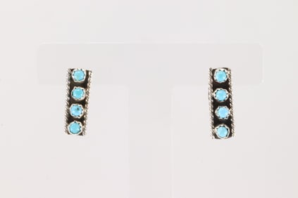 Native America Navajo Sterling Silver Turquoise Post Earring's By Janice Spencer.