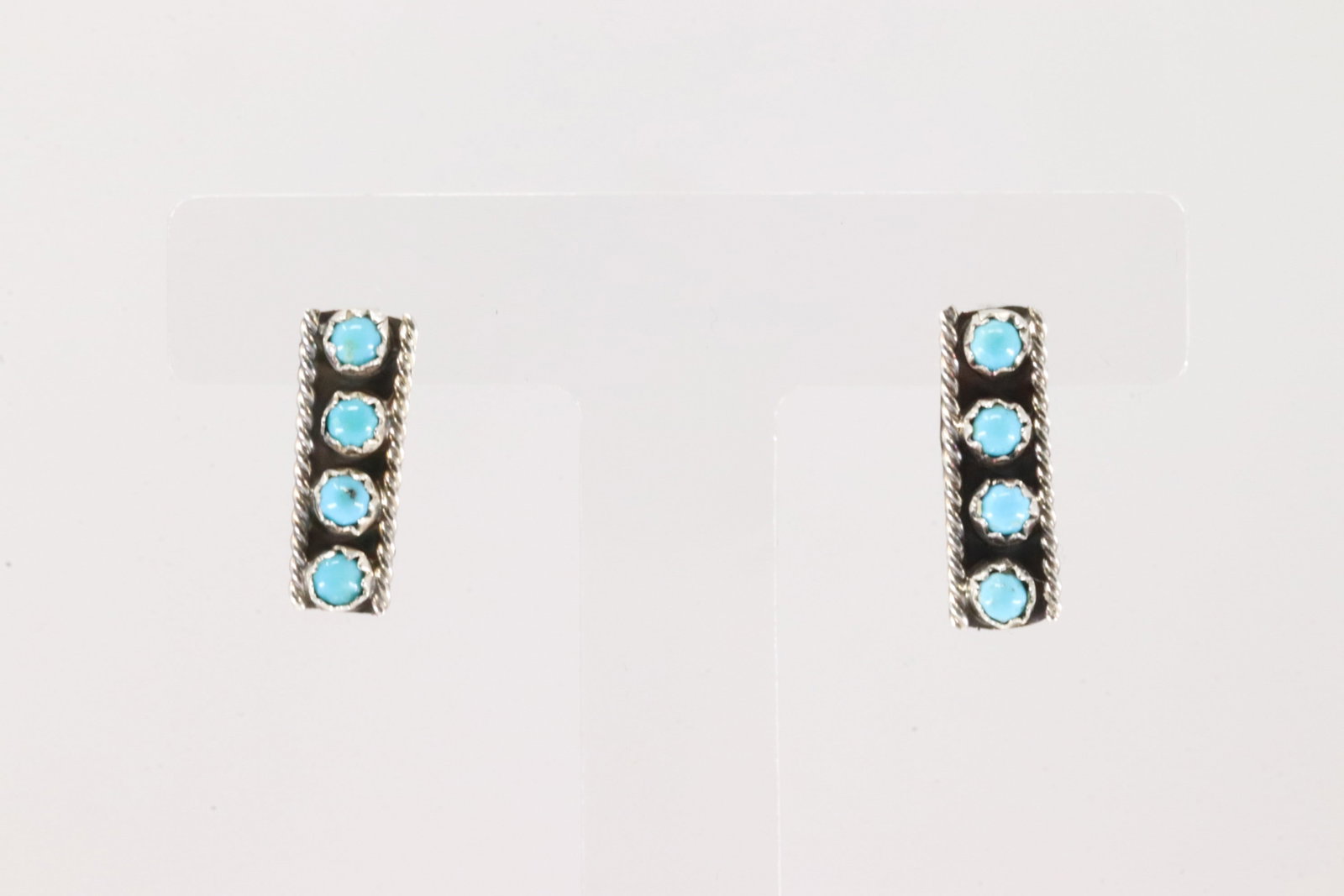 Native America Navajo Sterling Silver Turquoise Post Earring's By Janice Spencer.: This is a Native America Navajo Sterling Silver Turquoise Post Earring's By Janice Spencer.