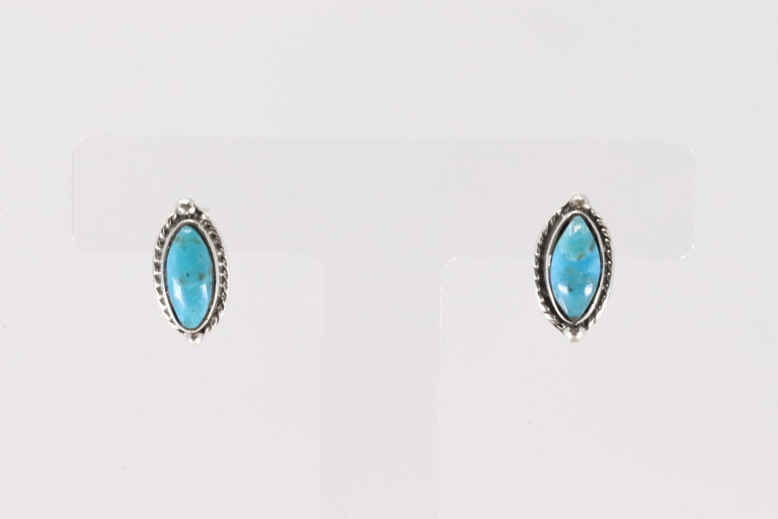 Native America Navajo Sterling Silver Turquoise Post Earring's By Bucky Belin.: This is a Native America Navajo Sterling Silver Turquoise Post Earring's By Bucky Belin.