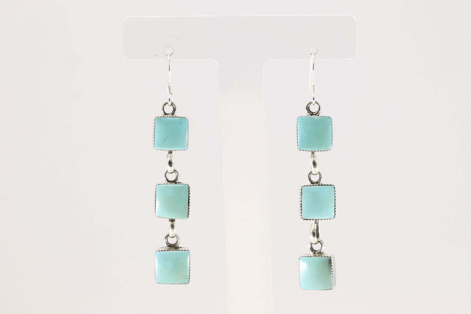 Native America Navajo Sterling Silver Turquoise Dangling Earring's By Marie Bahe. (1 of 4)