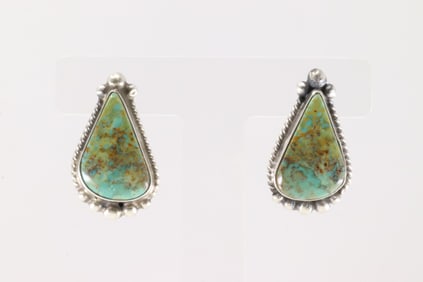 Native America Navajo Sterling Silver Royston Turquoise Post Earring's By Elouise Kee.