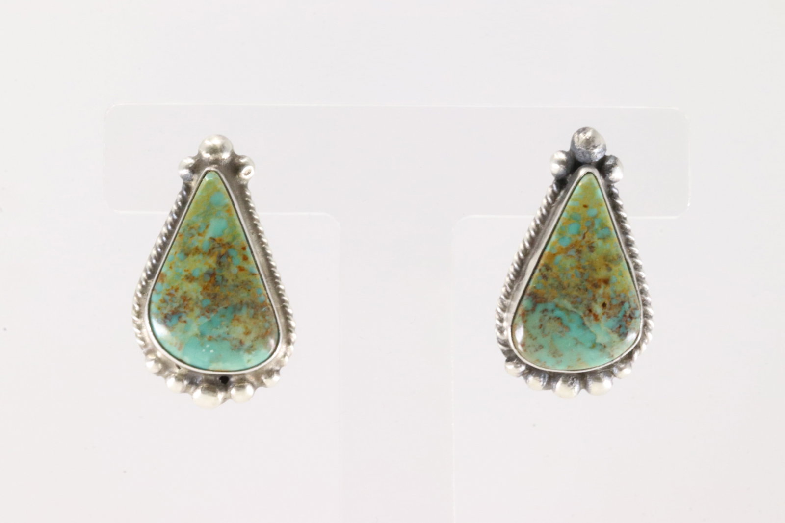 Native America Navajo Sterling Silver Royston Turquoise Post Earring's By Elouise Kee.: This is a Native America Navajo Sterling Silver Royston Turquoise Post Earring's By Elouise Kee.