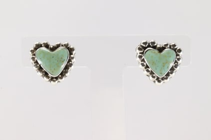 Native America Navajo Sterling Silver turquoise Heart Post Earring's By Annette Martinez.