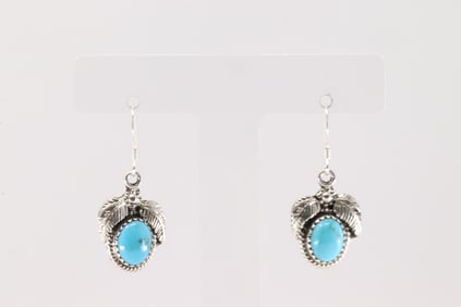 Native America Navajo Sterling Silver Turquoise Dangling Earring's By Sharon McCarthy.