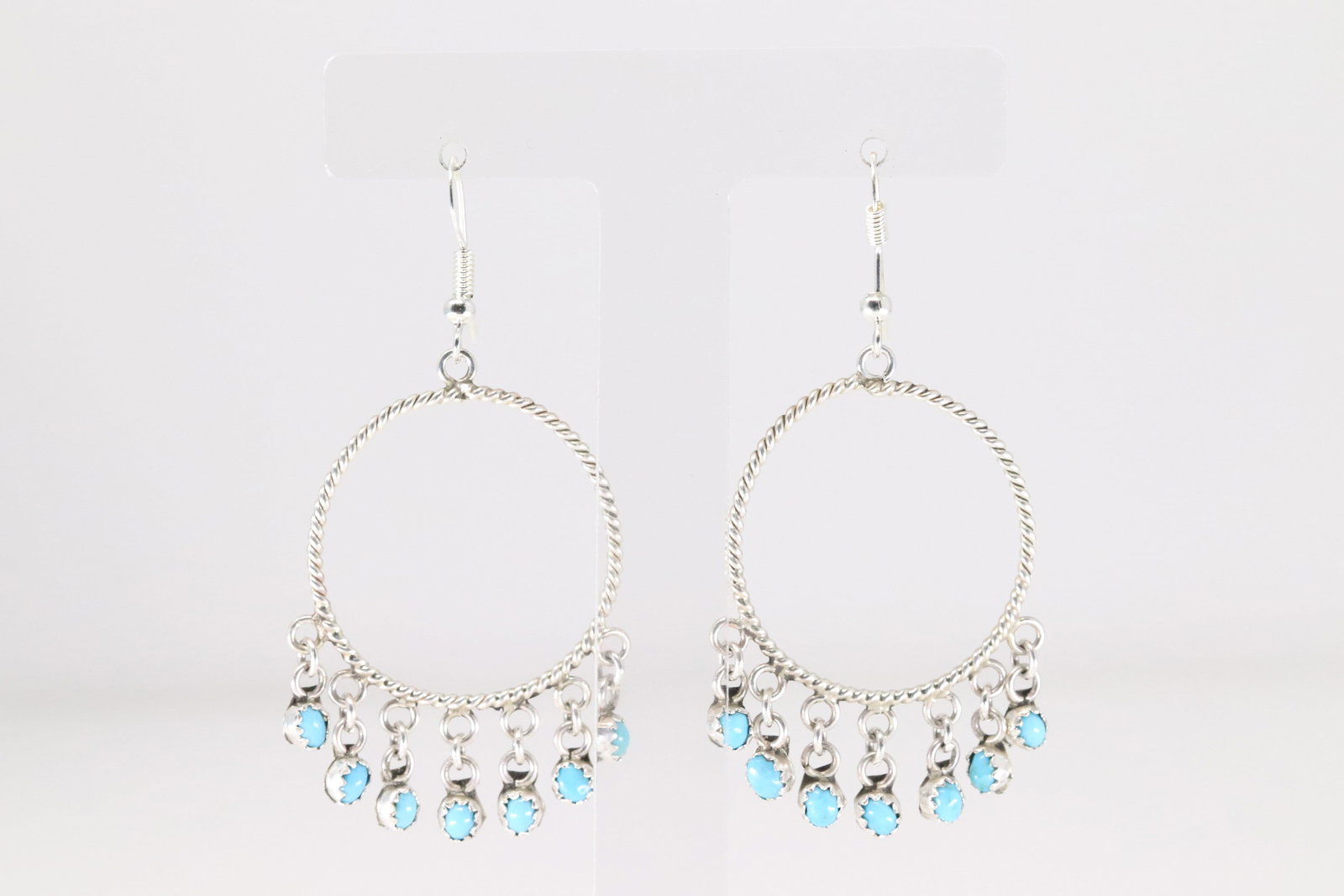 Native America Navajo Sterling Silver Turquoise Dangling Earring's By Syvia Chee.: This is a Native America Navajo Sterling Silver Turquoise Dangling Earring's By Syvia Chee.