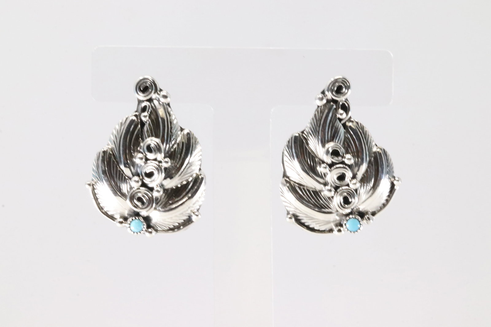 Native America Navajo Sterling Silver Turquoise Post Earring's By Darrell Morgan.: This is a Native America Navajo Sterling Silver Turquoise Post Earring's By Darrell Morgan.