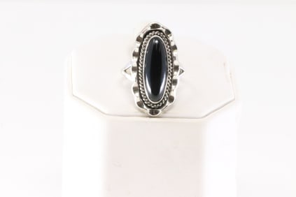 Native American Navajo Sterling Silver Black Onyx Ring By Samuel Yellowhair.