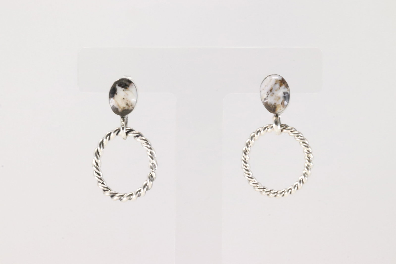 Native American Navajo Sterling Silver White Bufallo Post / Dangling Earring's By Annette Martinez.: This is a Native American Navajo Sterling Silver White Bufallo Post / Dangling Earring's By Annette Martinez.