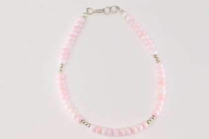 Native America Navajo Sterling Silver Pink Conch Shell Link Bracelet.