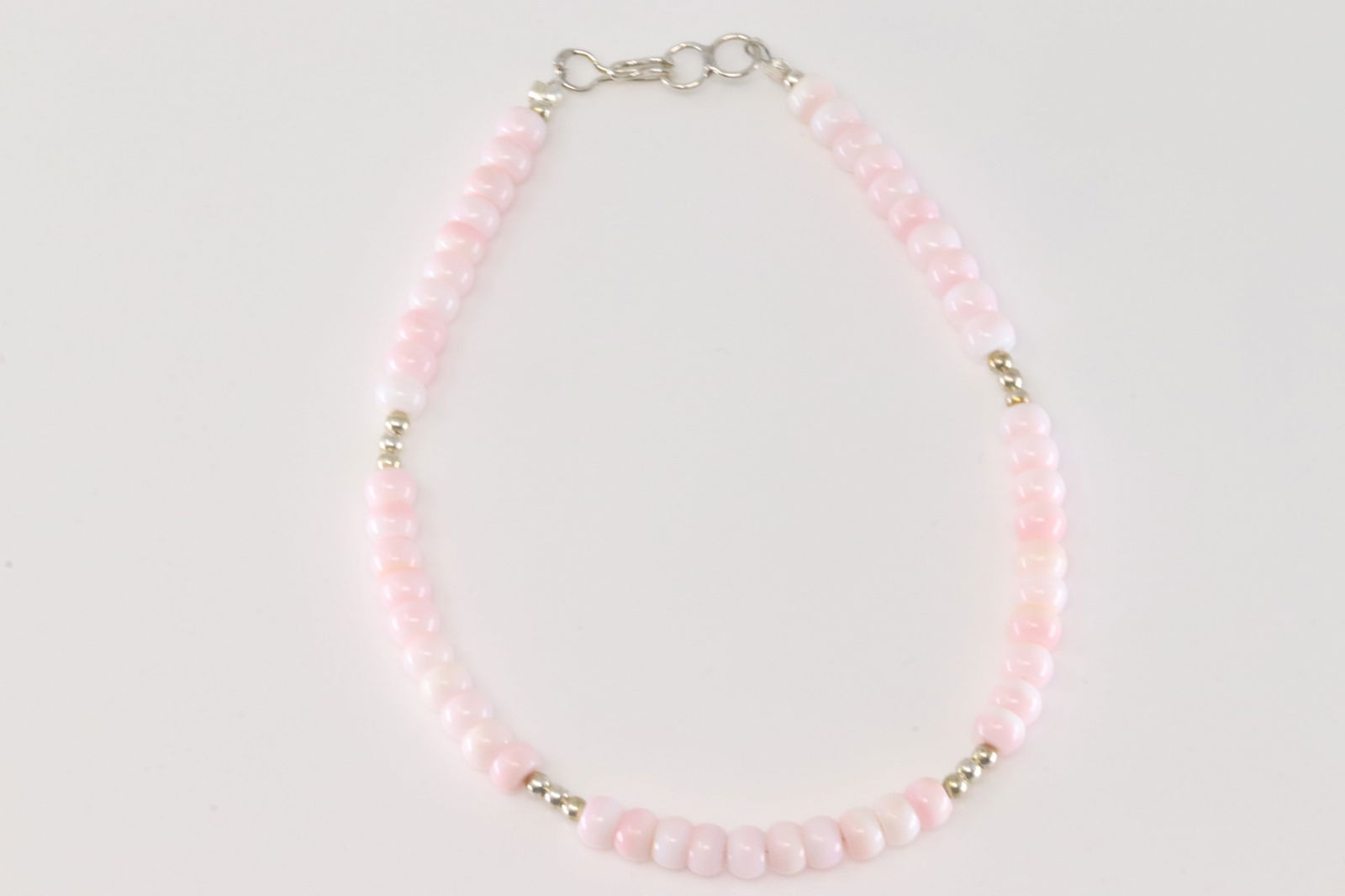 Native America Navajo Sterling Silver Pink Conch Shell Link Bracelet. (1 of 3)