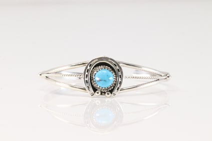 Native America Navajo Sterling Silver Turquoise Naja Bracelet Cuff By Letricia largo.