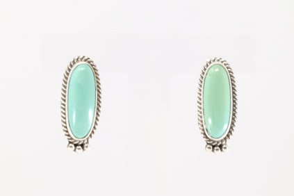 Native America Navajo Sterling Silver Kingman Turquoise Post Earring's By Trish Largo.