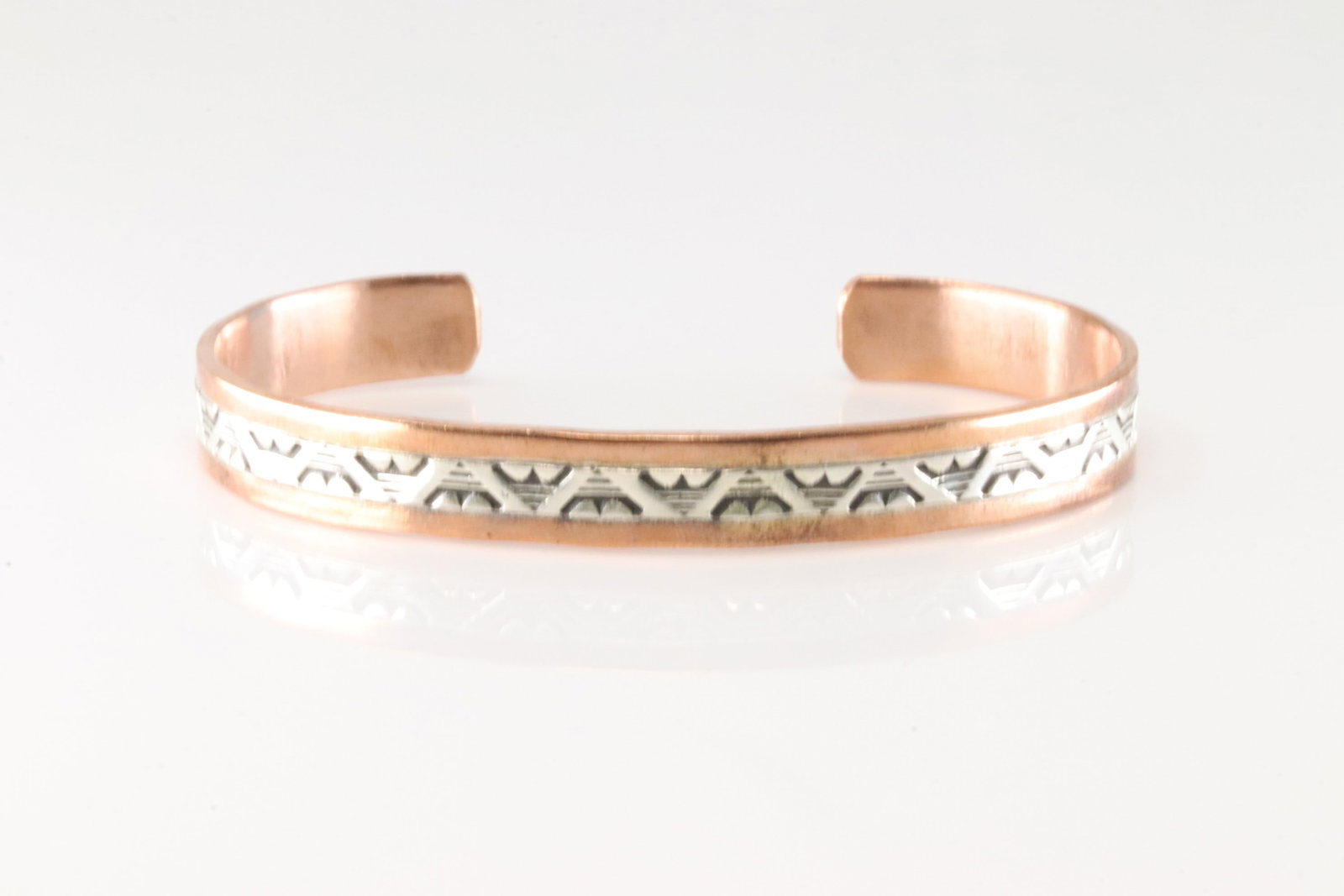 Native America Navajo Sterling Silver Copper Bracelet Cuff By Wylie Secatero.: This is a Native America Navajo Sterling Silver Copper Bracelet Cuff By Wylie Secatero.