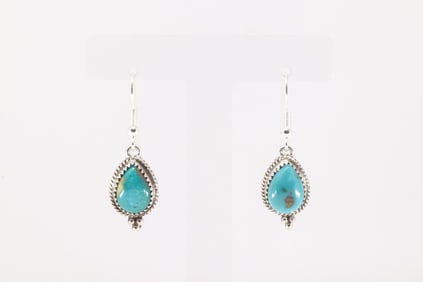 Native America Navajo Sterling Silver Kingman Turquoise Dangling Earring's By Trish Largo.