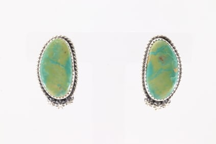 Native America Navajo Sterling Silver Royston Turquoise Post Earring's By Virginia Becenti.