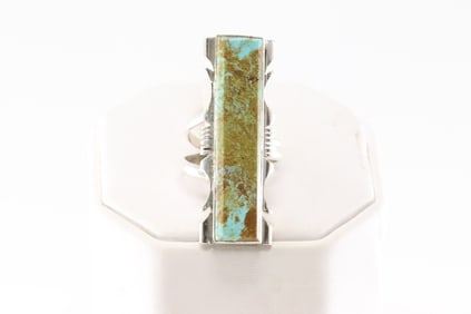 Native America Navajo Sterling Silver Turquoise Ring By S.F.