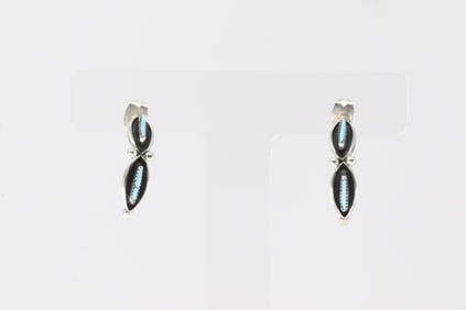 Native America Zuni Sterling Silver Turquoise Hoop Earring's By Fernando Othole.