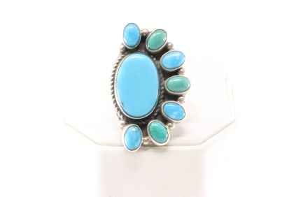 Native America Navajo Sterling Silver Turquoise Ring By G.James.