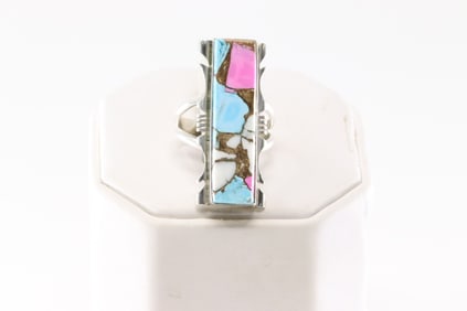 Native America Navajo Sterling Silver Cotton Candy Ring By S.F.