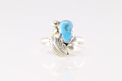 Native America Navajo Sterling Silver Turquoise Ring By Simplicio.