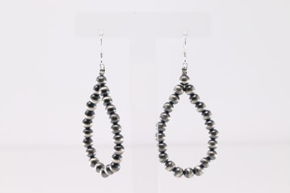 Native America Navajo Sterling Silver Pearl Beaded Dangling Earring's By Isabelle John.