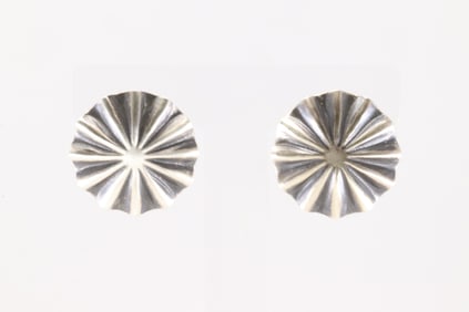 Native America Navajo Sterling Silver Stamped Post Earring's By Arlene Soce.