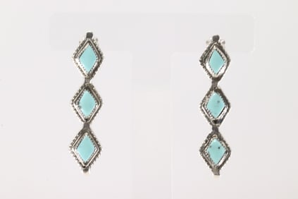 Native America Navajo Sterling Silver Turquoise Post Earring's By Ryntanna Yazzie.