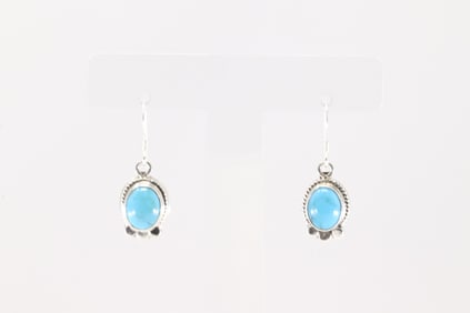 Native America Navajo Sterling Silver Turquoise Dangling Earring's By Sharon McCarthy.