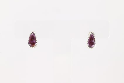 Native America Navajo Sterling Silver Purple Spiny Oyster Post Earring's By Robert Martinez.