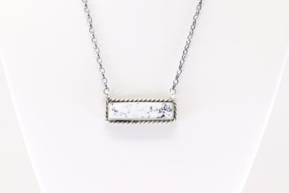 Native America Navajo Sterling Silver White Buffalo Necklace By Augustine Largo.