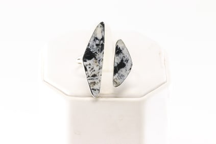 Native America Navajo Sterling Silver White Buffalo Ring By Sadie Jim.