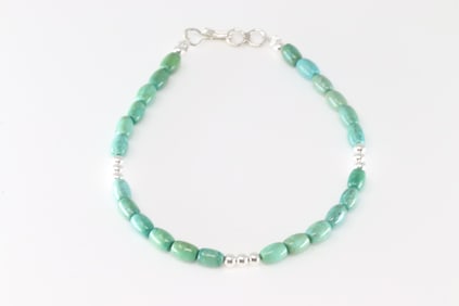 Native American Navajo Sterling Silver Beaded / Turquoise Bracelet Link.