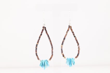 Native America Navajo Sterling Silver Turquoise & Heishi Dangling Earring's.