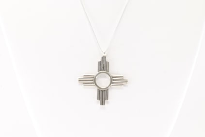 Native American Navajo Sterling Silver Cross Pendant with A 925 Necklace By Sonyei Coho.