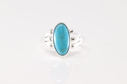 Native America Navajo Sterling Silver Turquoise Ring By Jerryson Henio.