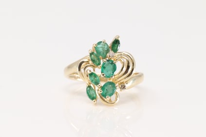 Emerald & Diamond Ring 14Kt.