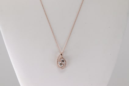 Aquamarine & Diamond Pendant / Necklace 10Kt.