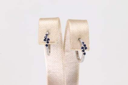 Sapphire & Diamond Hoop Earring 14k.