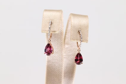 Rhodonite & Diamond Hoop Earring 10kt