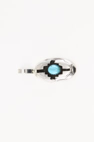 Native America Zuni Sterling Silver Turquoise Pendant By Felix Perry.